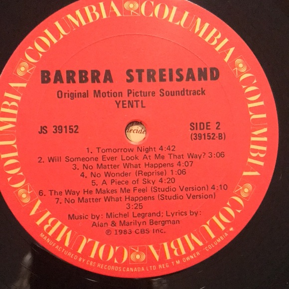 3/$30 Barbra Streisand “Yentl” original motion picture soundtrack 1983 - Picture 6 of 6